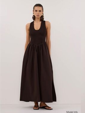 DISSH Florence Burnt Choc Cotton Midi Dress